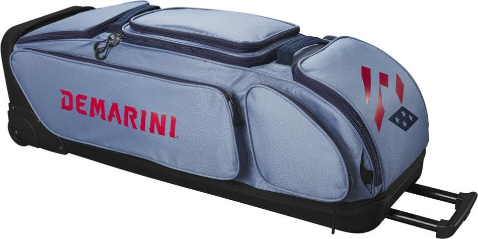 DeMarini Special Ops V2 Baseball Softball Wheeled Bag - Royal Gray - HIT a Duble - 1