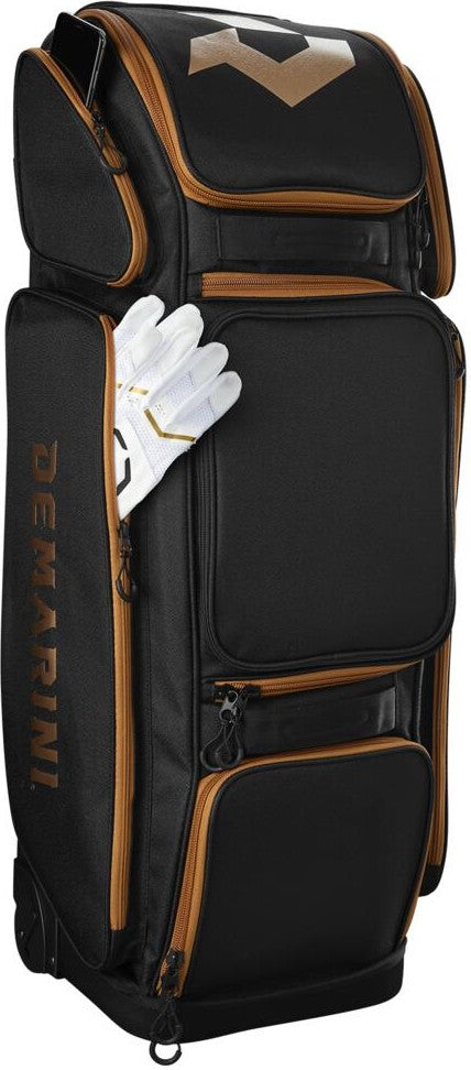 DeMarini Special Ops V2 Baseball Softball Wheeled Bag - Black Copper - HIT a Double - 10