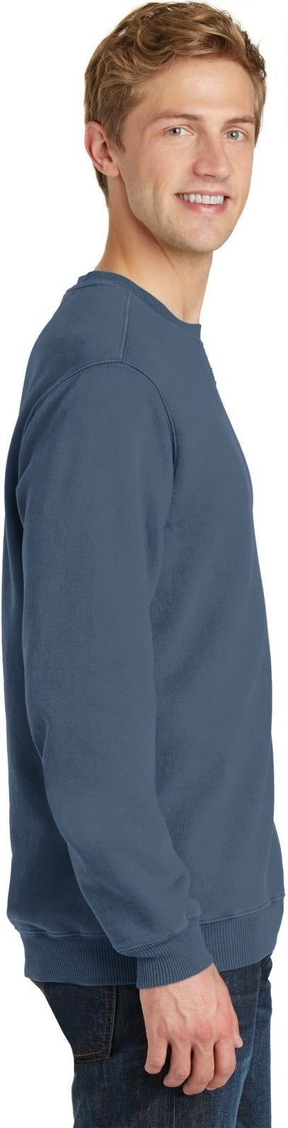 Denim Blue Port & Co Beach Wash Garment-Dyed Crewneck Sweatshirt PC098
