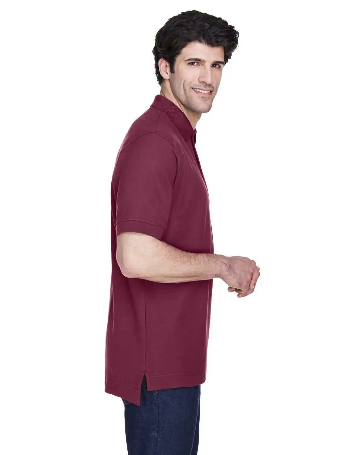 Devon &amp; Jones D100 Men’s Pima Pique Short-sleeve Polo - Burgundy
