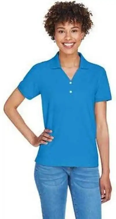 Devon & Jones D100w Ladies’ Pima Pique y Collar Polo French Blue
