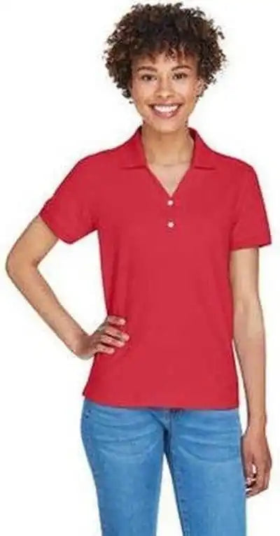 Devon & Jones D100w Ladies’ Pima Pique y Collar Polo Red