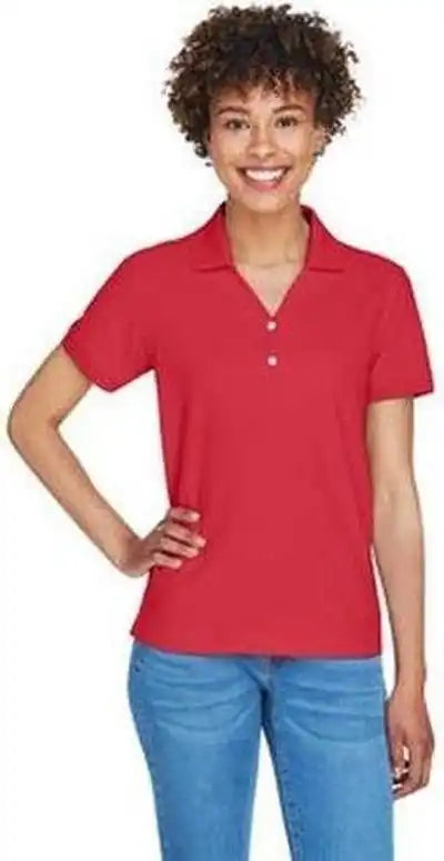 Devon & Jones D100w Ladies’ Pima Pique y Collar Polo Red