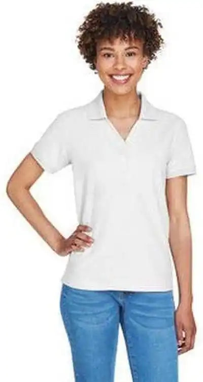 Devon & Jones D100w Ladies’ Pima Pique y Collar Polo White