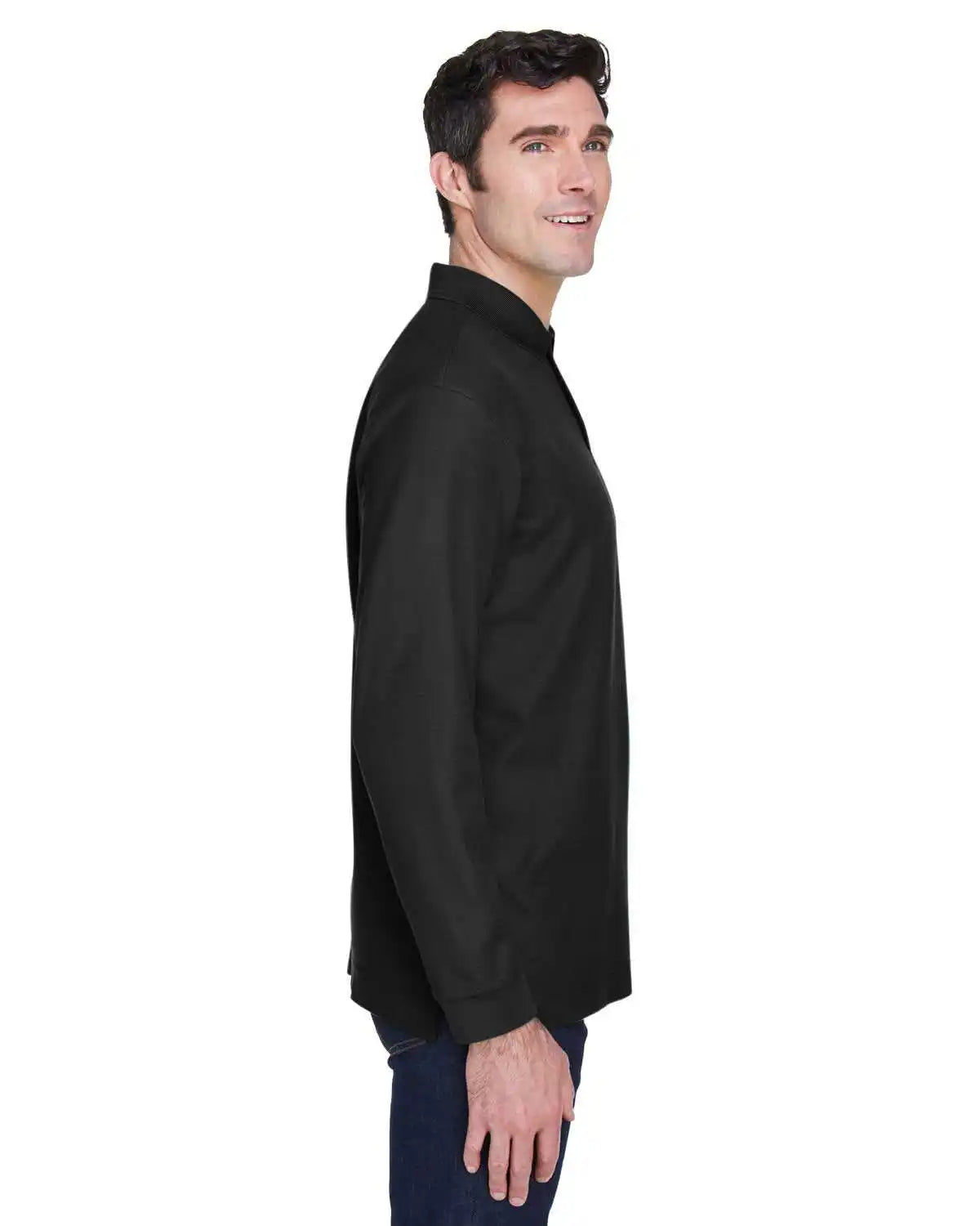 Devon &amp; Jones D110 Men’s Pima Pique Long-sleeve Polo - Black