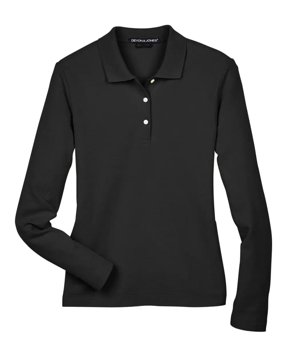 Devon & Jones D110w Women’s Pima Piquã Long Sleeve Polo - Black