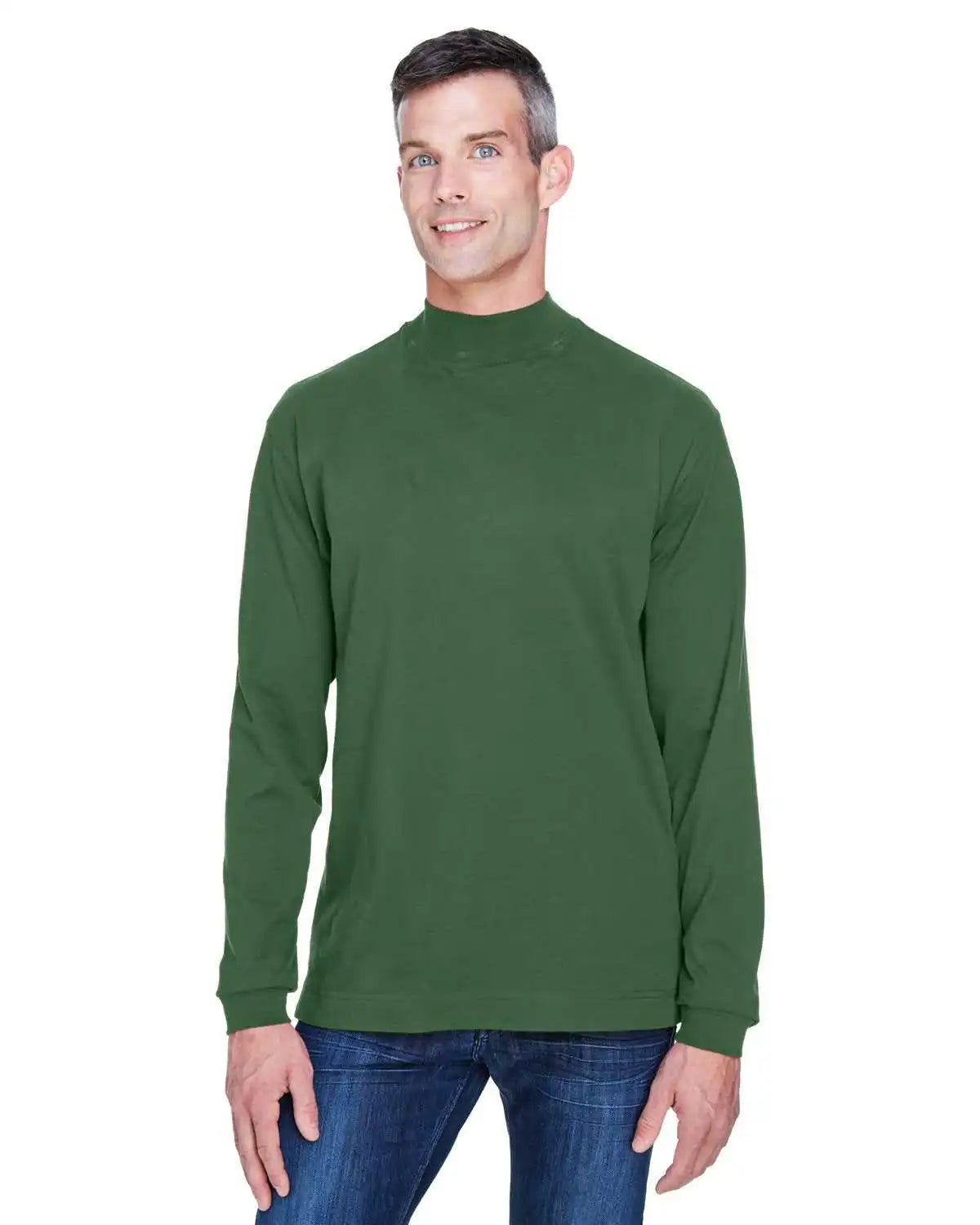 Devon & Jones D420 Adult Sueded Cotton Jersey Mock Turtleneck - Forest