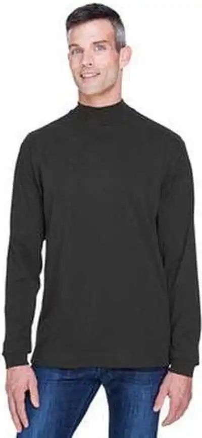 Devon &amp; Jones D420 Adult Sueded Cotton Jersey Mock Turtleneck - Black