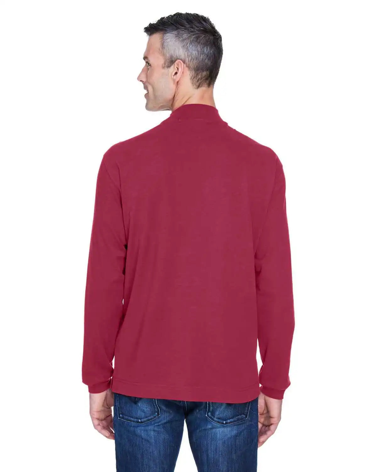 Devon & Jones D420 Adult Sueded Cotton Jersey Mock Turtleneck - Crimson