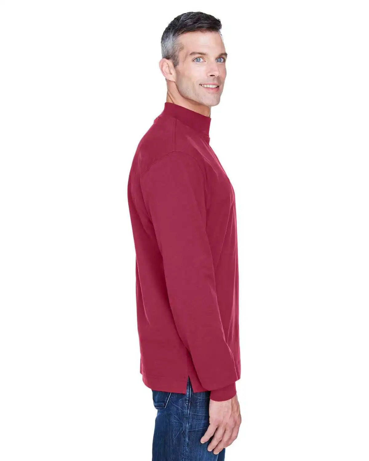 Devon & Jones D420 Adult Sueded Cotton Jersey Mock Turtleneck - Crimson