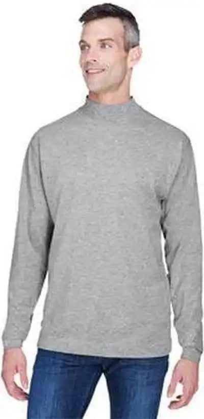Devon &amp; Jones D420 Adult Sueded Cotton Jersey Mock Turtleneck - Gray Heather