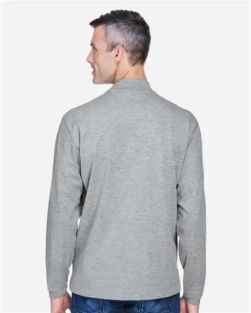 Devon &amp; Jones D420 Unisex Sueded Jersey Mock Neck T-shirt - Grey Heather