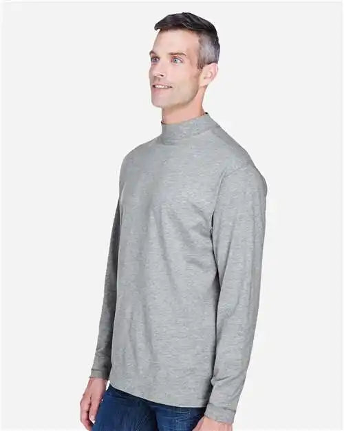 Devon &amp; Jones D420 Unisex Sueded Jersey Mock Neck T-shirt - Grey Heather