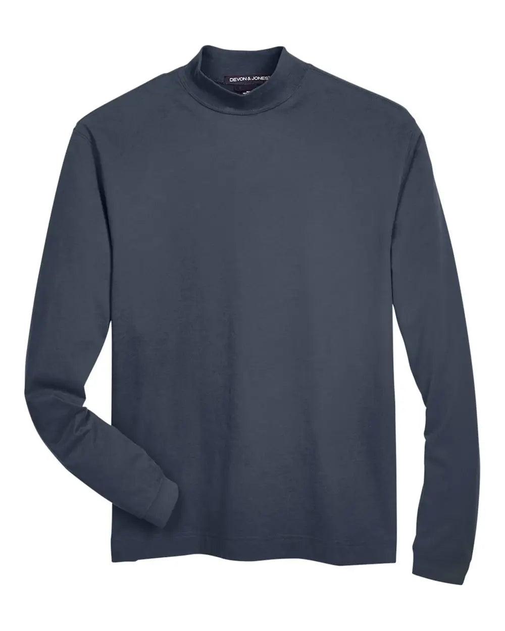 Devon & Jones D420 Unisex Sueded Jersey Mock Neck T-shirt - Navy