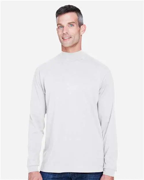 Devon & Jones D420 Unisex Sueded Jersey Mock Neck T-shirt - White