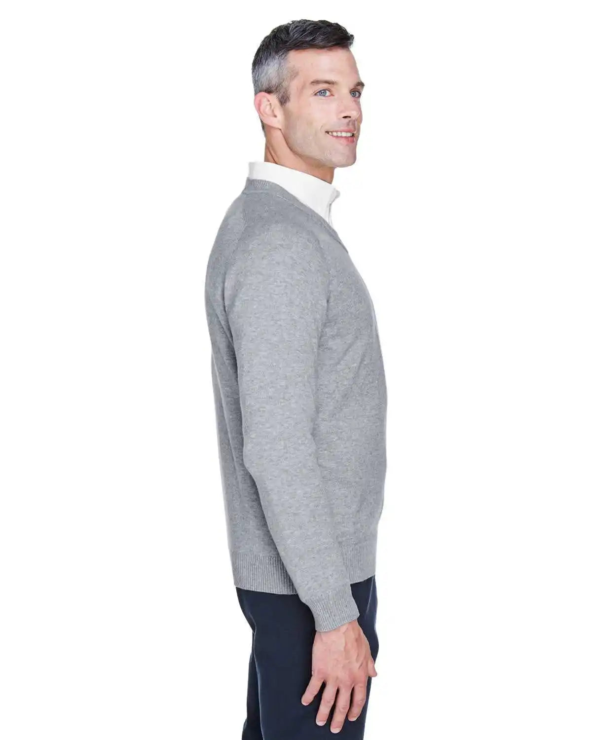 Devon & Jones D475 Men’s V-neck Sweater - Gray Heather