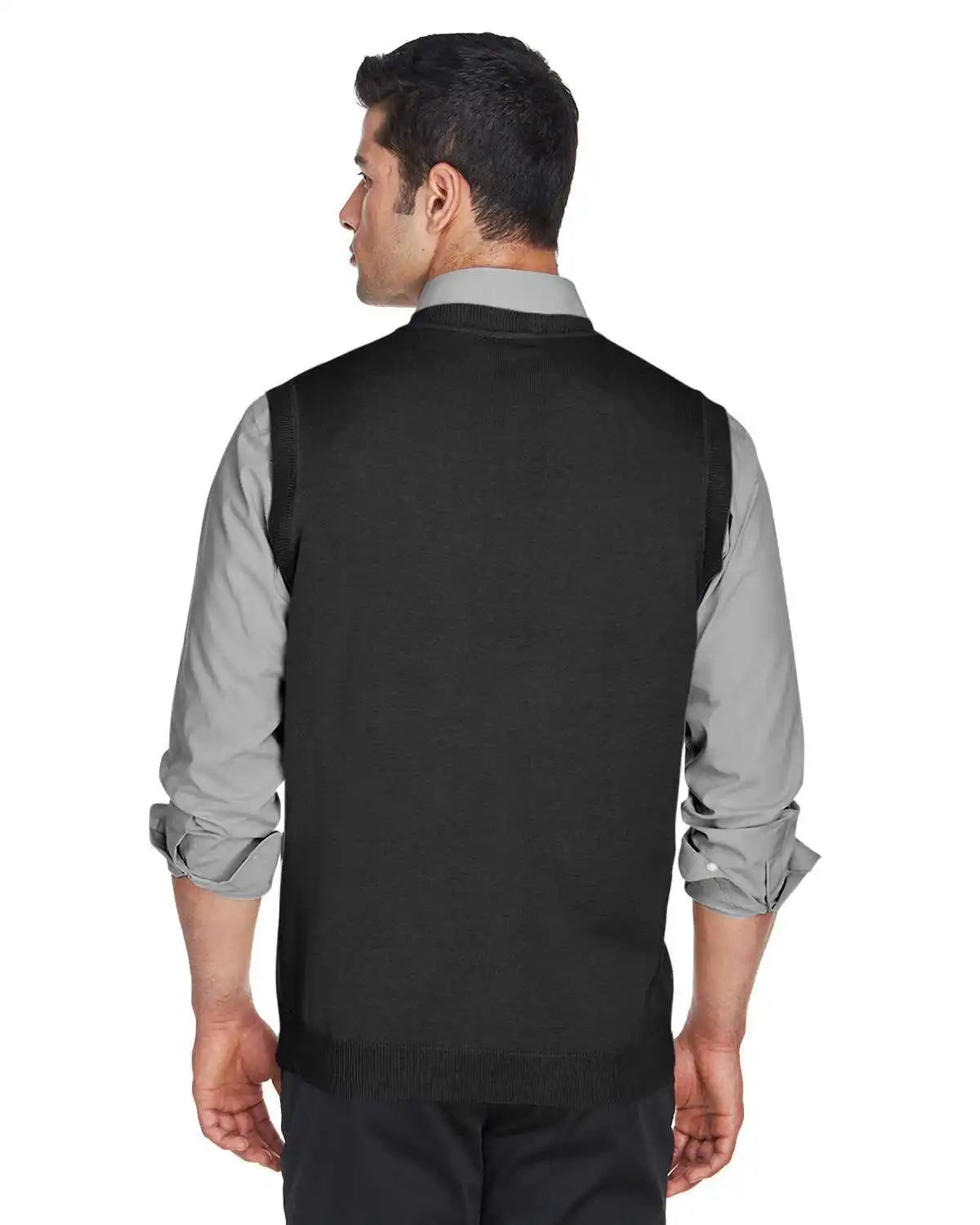 Devon &amp; Jones D477 Adult V-neck Vest - Black