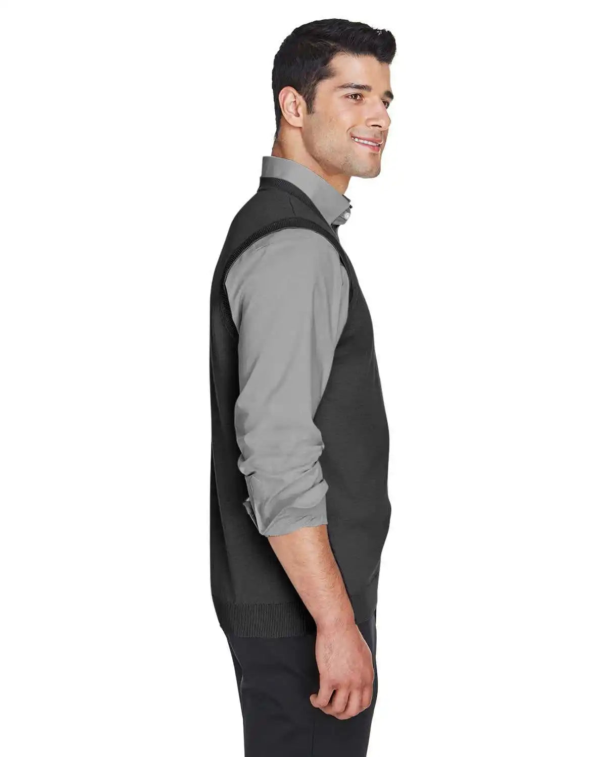 Devon & Jones D477 Adult V-neck Vest - Black