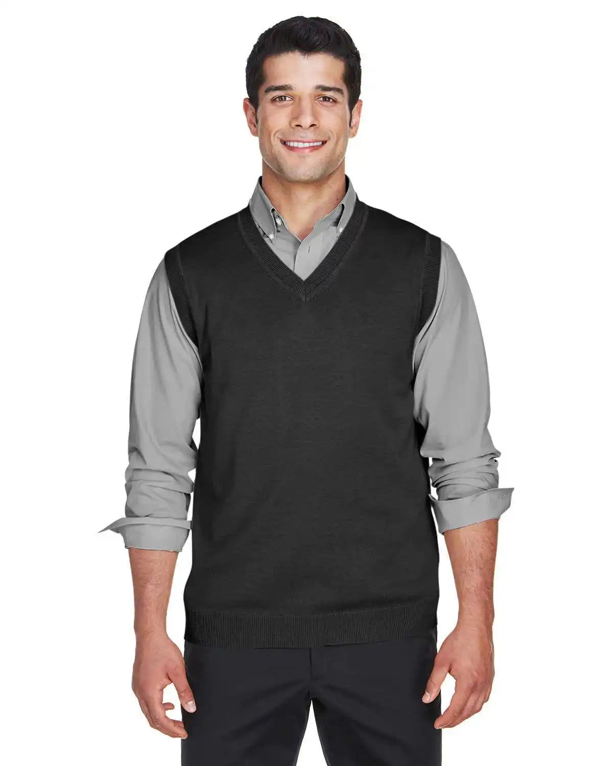 Devon &amp; Jones D477 Adult V-neck Vest - Black