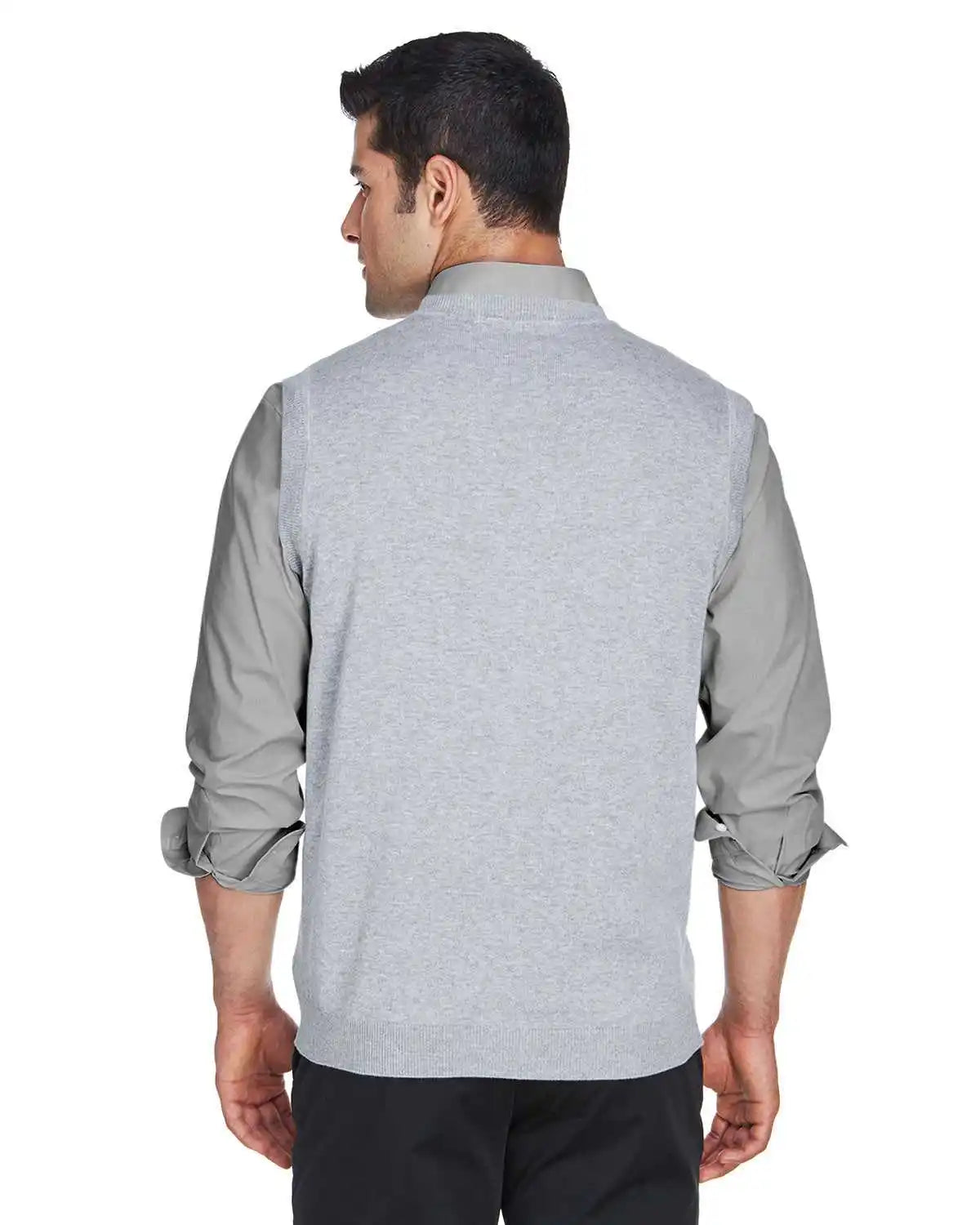 Devon & Jones D477 Adult V-neck Vest - Gray Heather