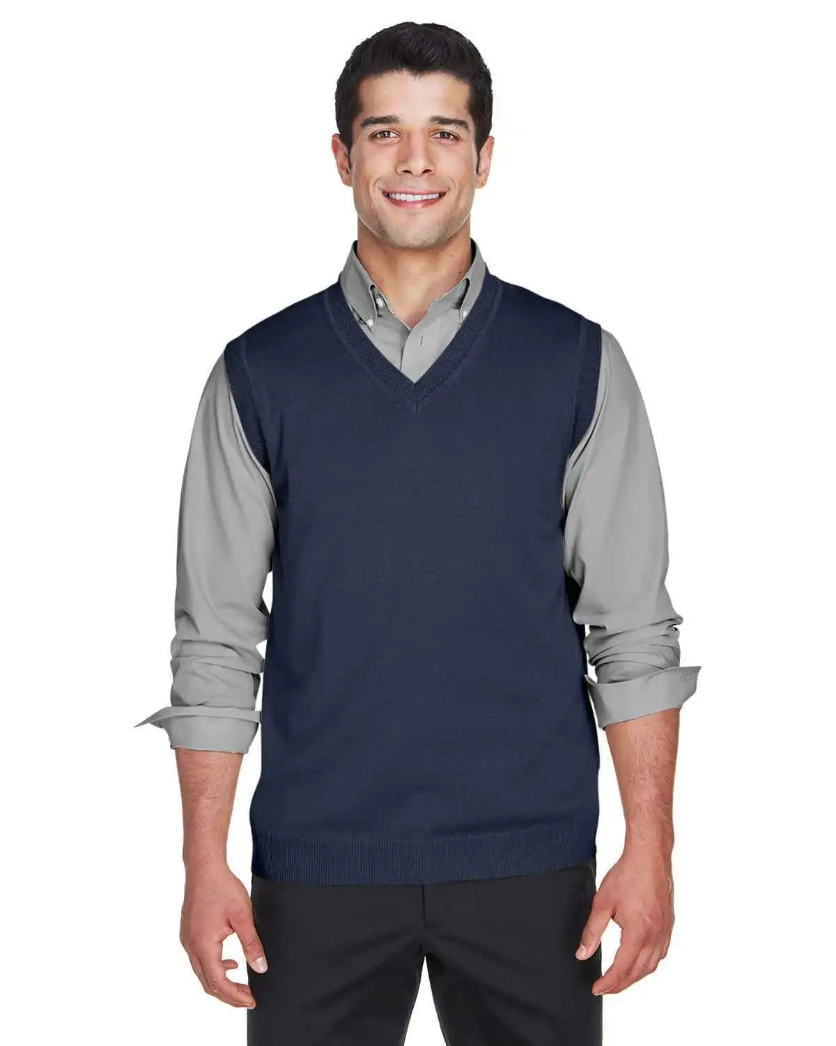 Devon & Jones D477 Adult V-neck Vest - Navy