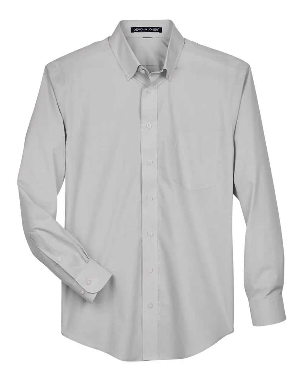 Devon & Jones D620 Men’s Crown Collection Broadcloth Woven Dress Shirt - Silver