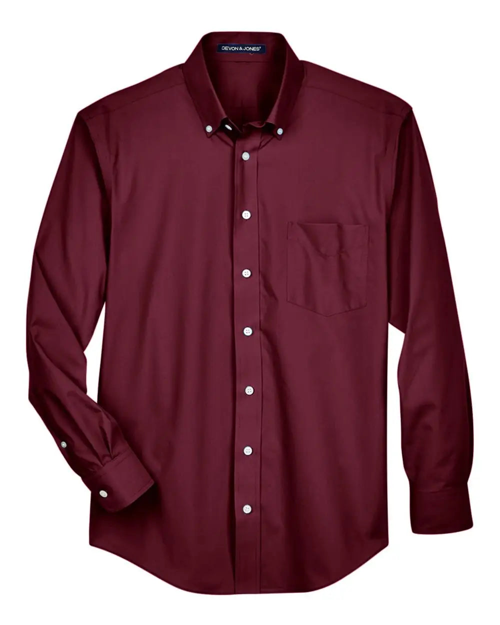 Devon & Jones D620 Men’s Crown Collection Broadcloth Woven Dress Shirt - Burgundy