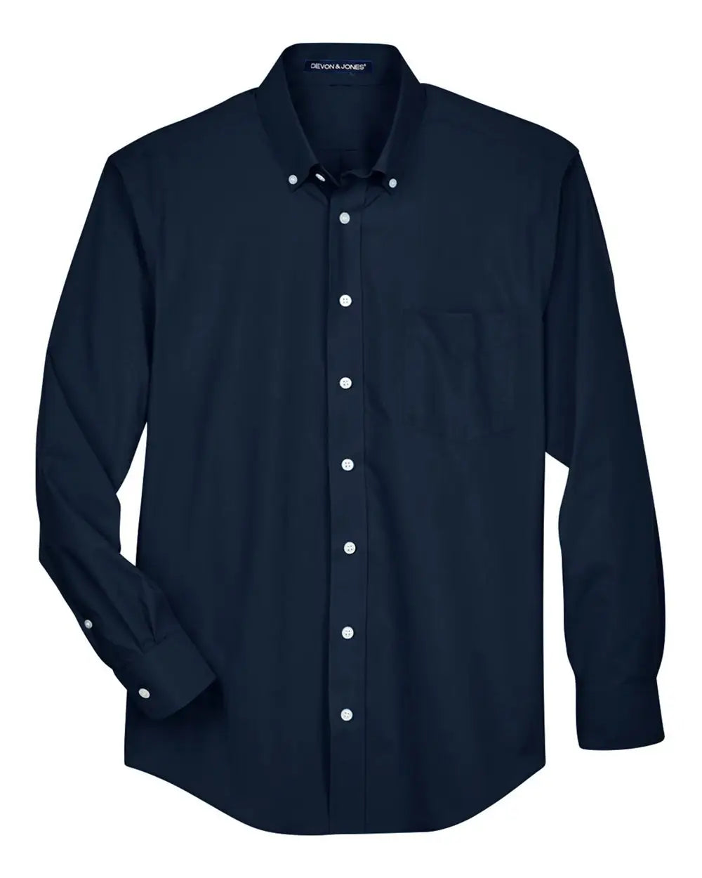 Devon & Jones D620 Men's Crown Collection Broadcloth Woven Dress Shirt - Navy - Adult Xs