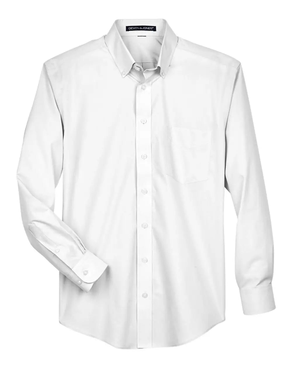 Devon & Jones D620t Men’s Crown Collection Tall Broadcloth Woven Dress Shirt - White