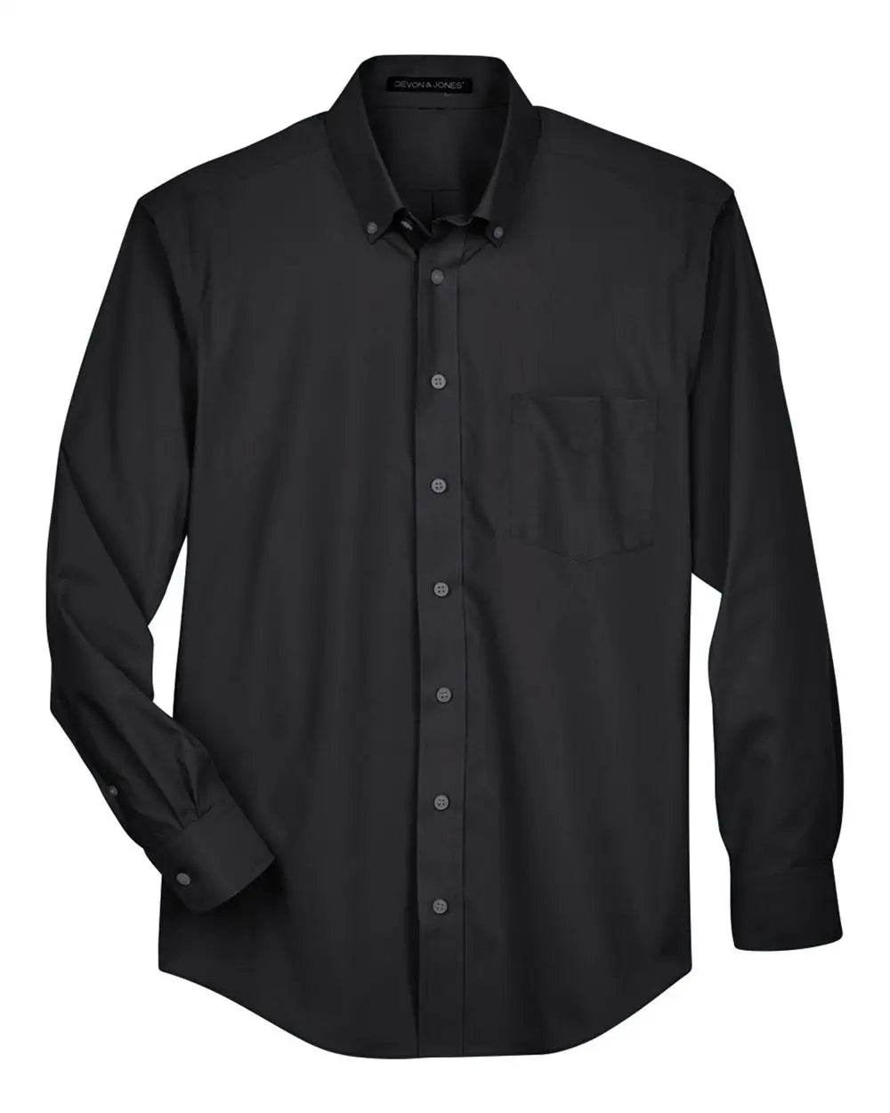 Devon & Jones D620t Men's Crown Collection Tall Broadcloth Woven Dress Shirt - Black - Adult Xlt