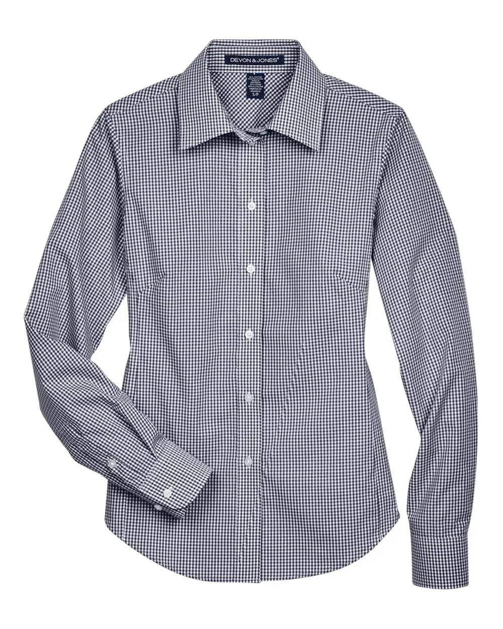 Devon & Jones D640w Women’s Crown Collection Gingham Check Woven Dress Shirt - Navy