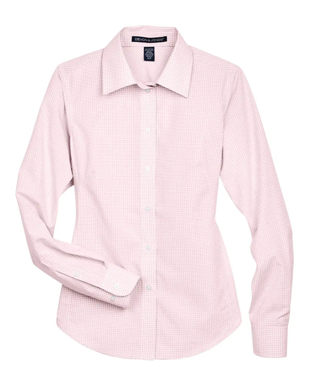 Devon & Jones D640w Women’s Crown Collection Gingham Check Woven Dress Shirt - Pink
