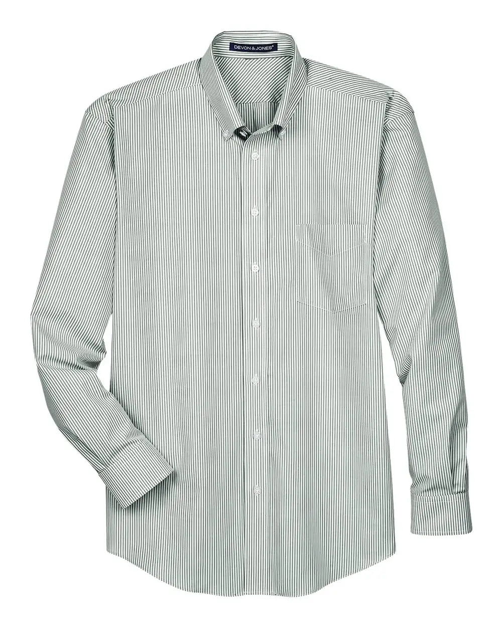 Devon & Jones D645 Men’s Crown Collection Banker Stripe Woven Dress Shirt - Dill