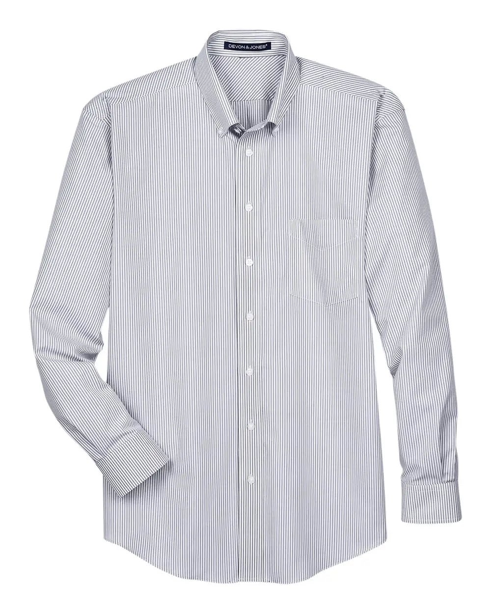 Devon & Jones D645 Men’s Crown Collection Banker Stripe Woven Dress Shirt - Navy