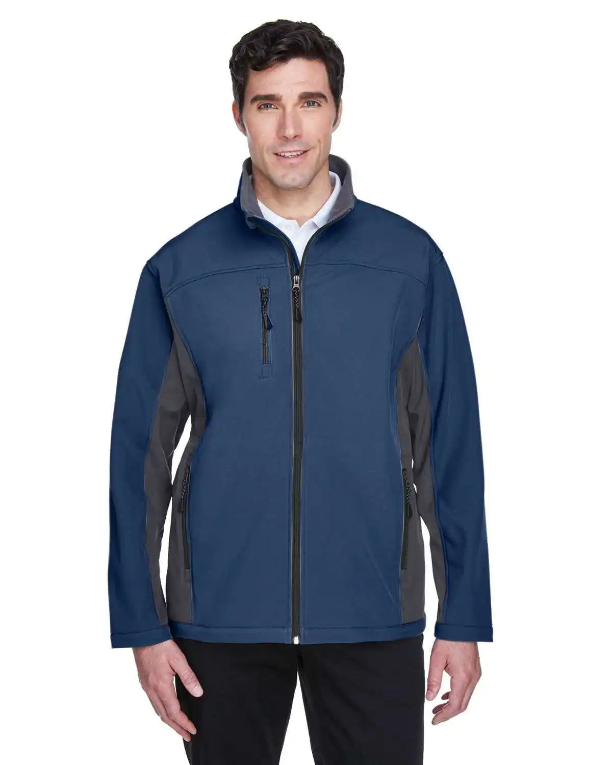 Devon & Jones D997 Men’s Soft Shell Colorblock Jacket - Navy Dark Charcoaloal