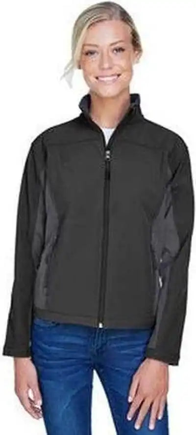 Devon &amp; Jones D997w Ladies’ Soft Shell Colorblock Jacket - Black Dark Charcoaloal
