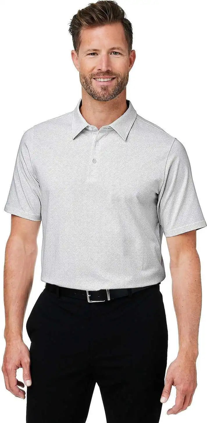 Devon &amp; Jones Dg101 Crownlux Performance Men’s Geo Polo - White