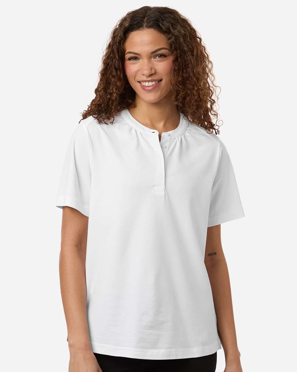 Devon & Jones Dg102w Women’s Seaton Pebble Textured Polo - White
