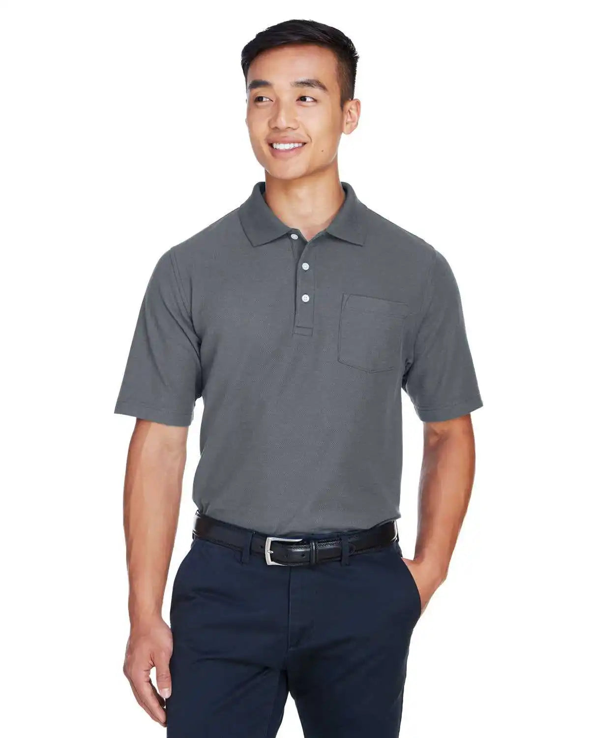 Devon &amp; Jones Dg150p Men’s Drytec20 Performance Pocket Polo - Graphite