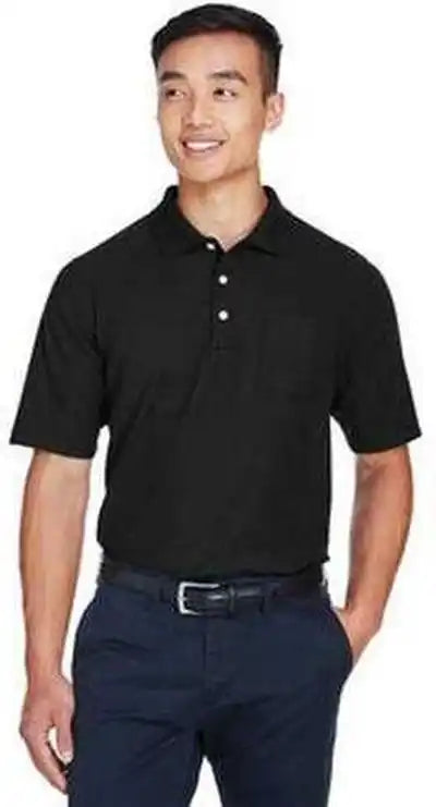 Devon &amp; Jones Dg150p Men’s Drytec20 Performance Pocket Polo - Black
