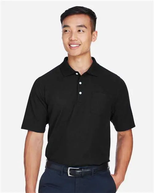 Devon & Jones Dg150p Men's Drytec20â„¢ Performance Pocket Polo - Black