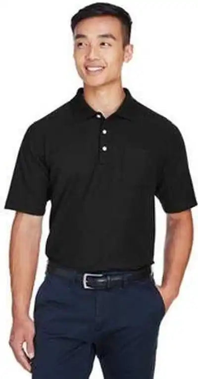Devon &amp; Jones Dg150p Men’s Drytec20 Performance Pocket Polo - Black