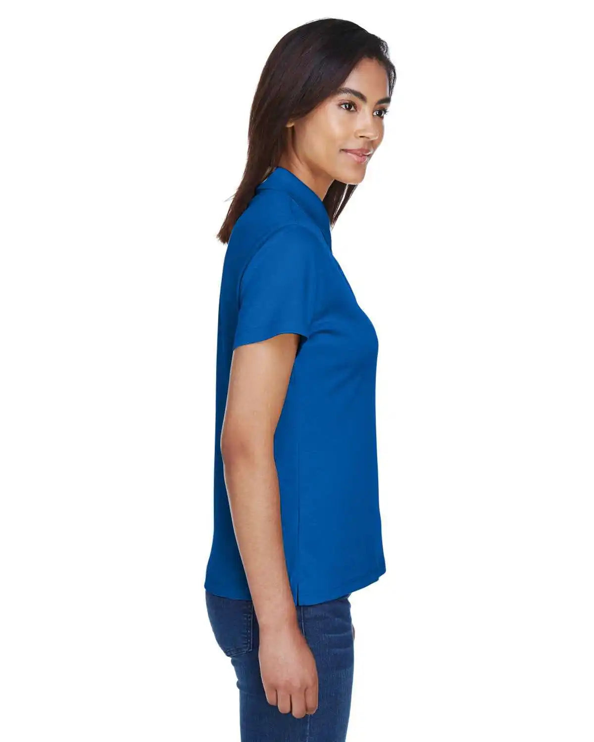 Devon &amp; Jones Dg200w Ladies’ Pima-tech Jet Pique Polo - French Blue - Navy / Ladies s
