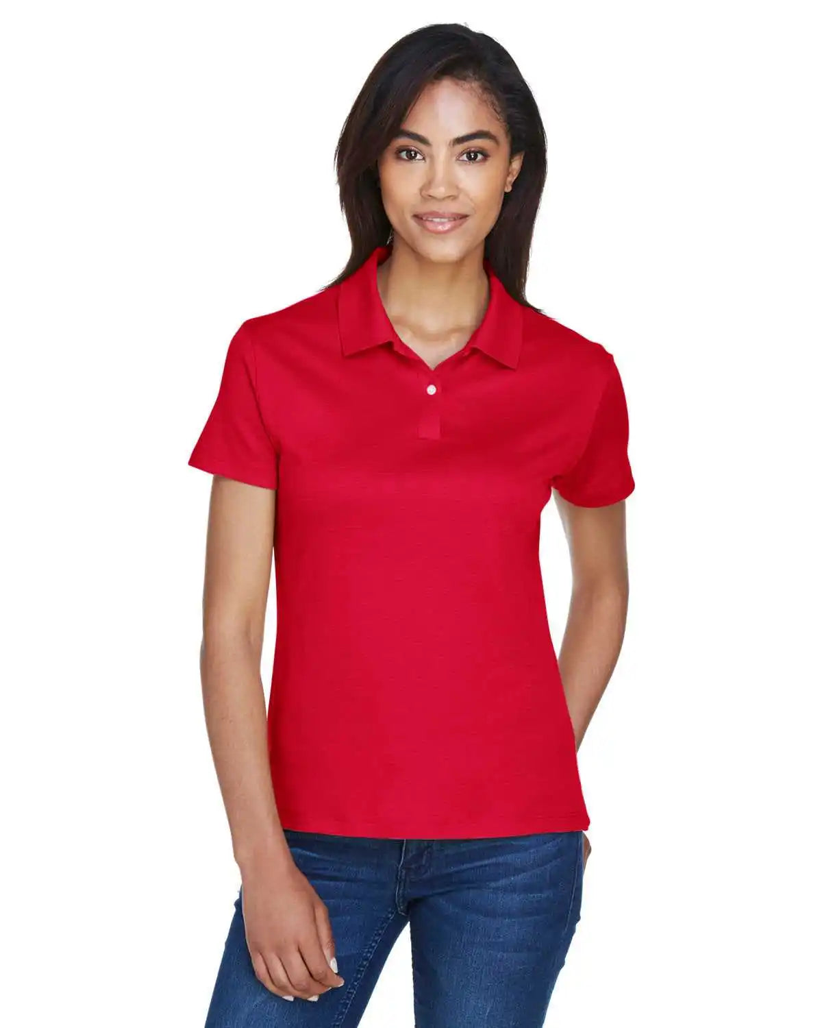Devon & Jones Dg200w Ladies’ Pima-tech Jet Pique Polo - Red