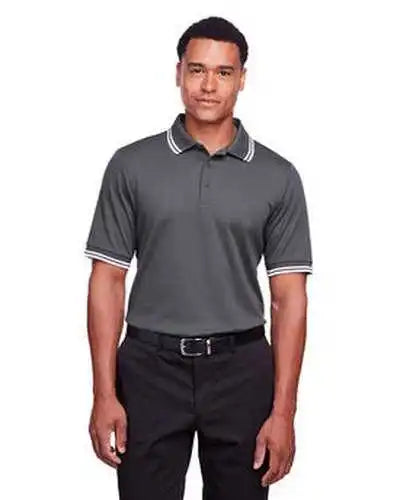 Devon & Jones Dg20c Men’s Crownlux Performance Plaited Tipped Polo - Graphite White