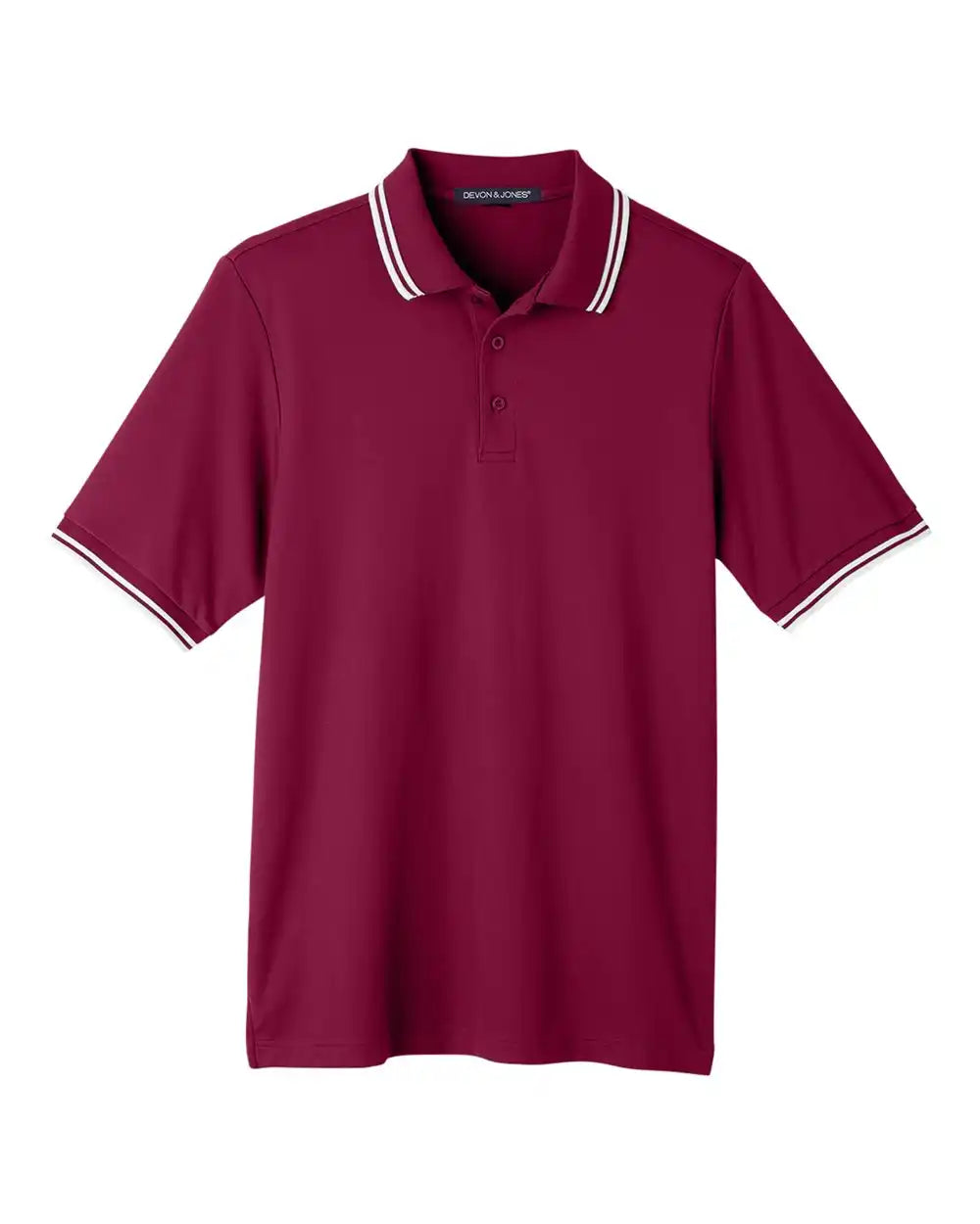 Devon & Jones Dg20c Men’s Crownlux Performance® Plaited Tipped Polo - Burgundy White - Burgundy/ / s