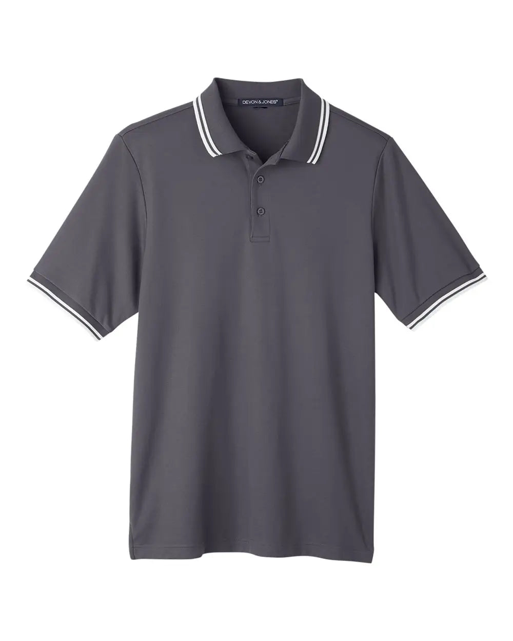 Devon & Jones Dg20c Men’s Crownlux Performanceâ Plaited Tipped Polo - Graphite White