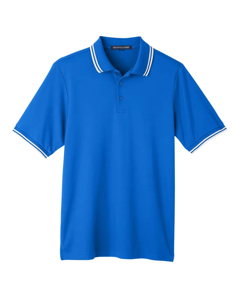 Devon & Jones Dg20c Men’s Crownlux Performanceâ Plaited Tipped Polo - French Blue White