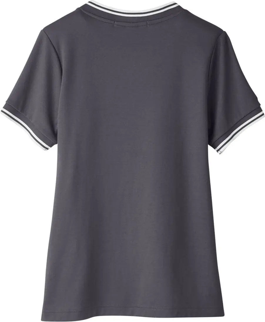 Devon & Jones Dg20cw Women’s Crownlux Performanceâ Plaited Tipped V-neck Shirt - Graphite White