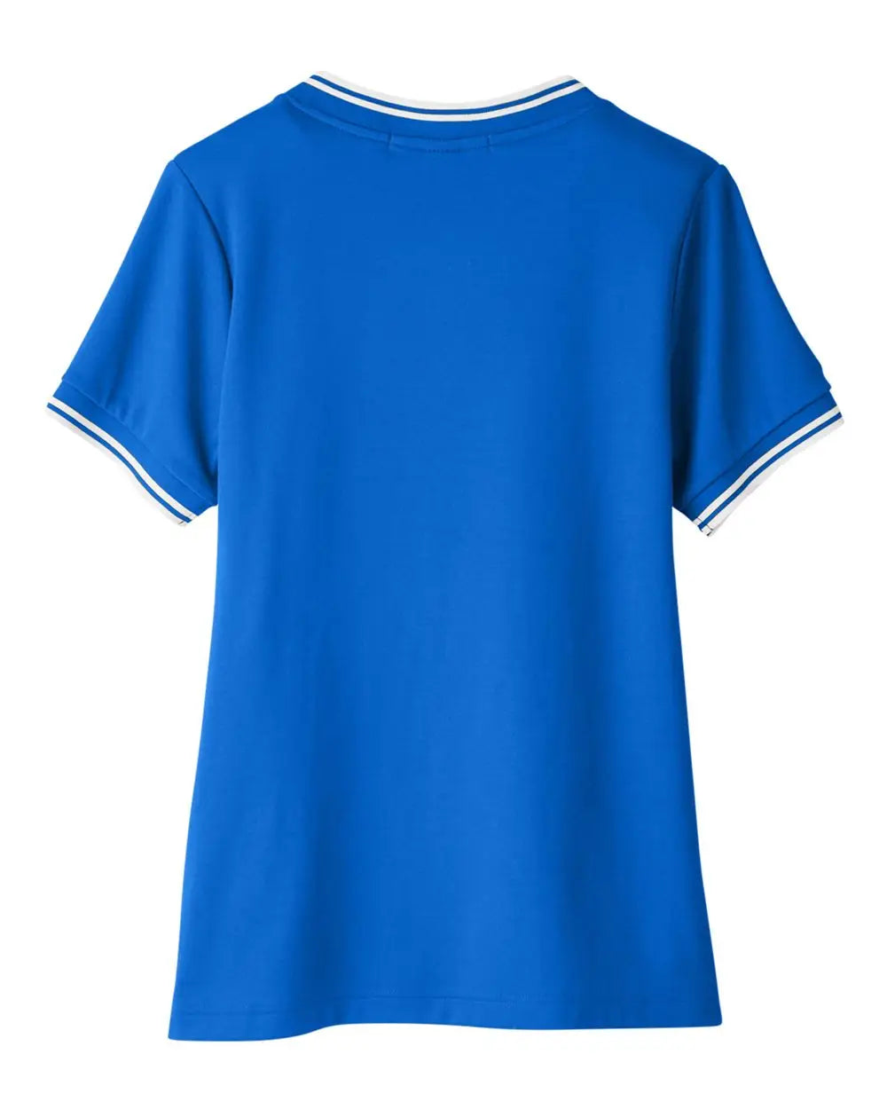 Devon & Jones Dg20cw Women’s Crownlux Performanceâ Plaited Tipped V-neck Shirt - French Blue White